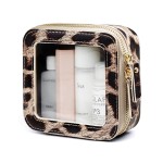 Small Makeup Bag for Purse Accessories Women Clear Cosmetic Mini Pouch Car Essentials Bag Leopard Print Clear Leather Make Up Travel Bag Organizer with Zipper Cute Compact Cheetah Little Toiletry Bag