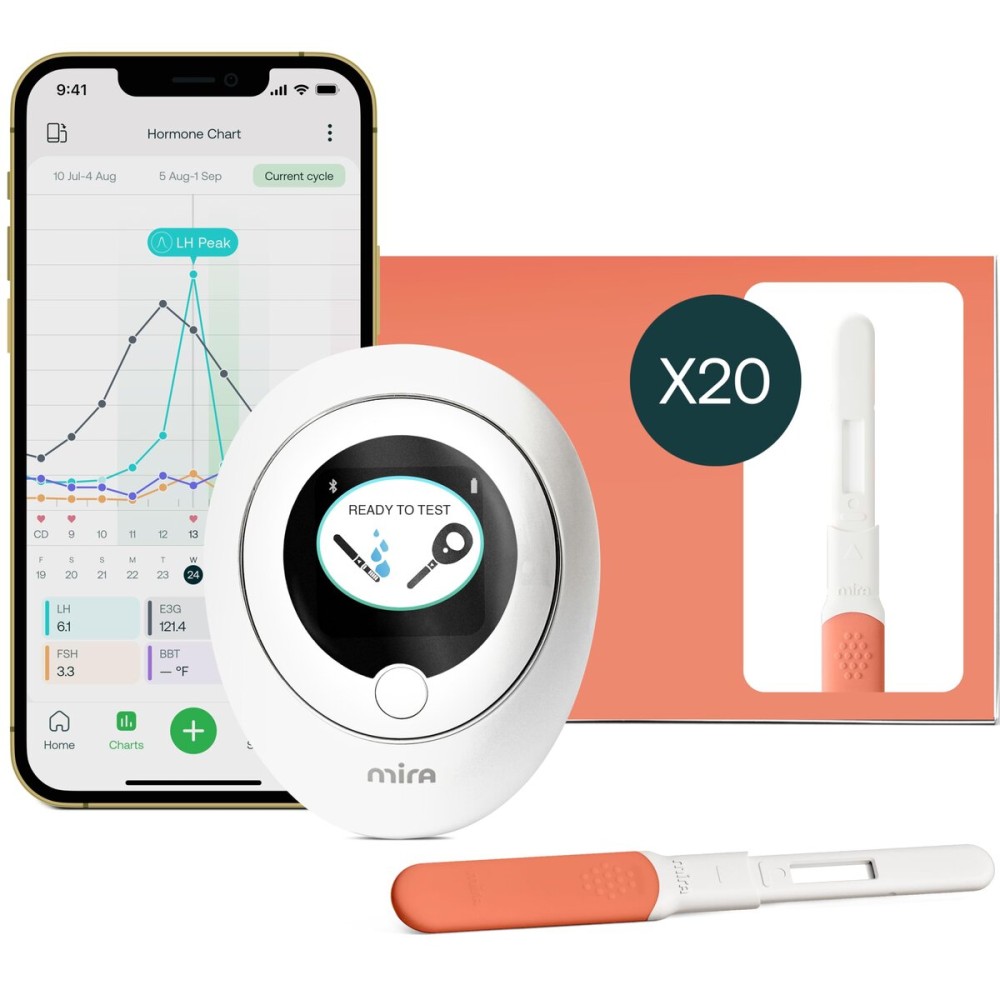 Mira Ultra4 Fertility Monitor & Ovulation Test Kit, Track 4 Key Fertility Hormones LH, PdG, E3G, and FSH for Family Planning & Pregnancy, Digital Results at Home with the Analyzer + Mira App, 20 Tests