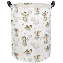 HIYAGON Baby Laundry Basket Baby Hamper for Nursery Girl Kids Butterfly Hamper Cute Kids Toys Storage Bin Organizer Butterfly Room Decor for Home(Flying Dinosaur)