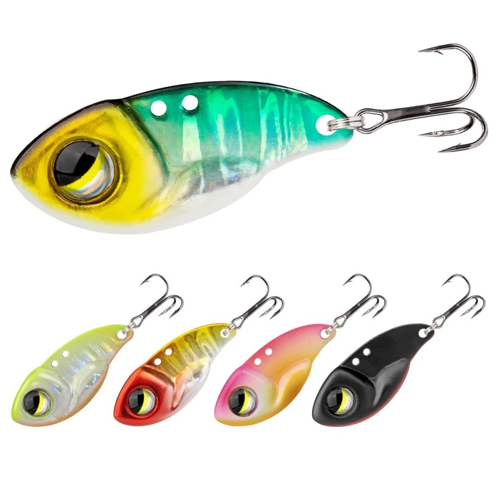 TRUSCEND Fishing Lures Bass, Micro Blade Bait Jigs Walleye Trout Fishing Lures for Freshwater, Salmon Musky Pike Jigging Spoon Flutter Swimbaits, Fishing Gifts for Men