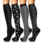 Iseasoo 4 Pairs Compression Socks for Women Circulation-Best Support for Nurses,Running,Athletic,Travel S-M