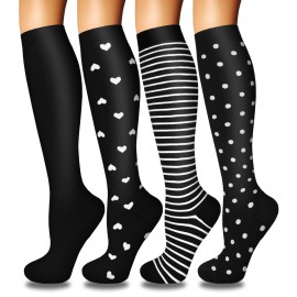 Iseasoo 4 Pairs Compression Socks for Women Circulation-Best Support for Nurses,Running,Athletic,Travel S-M