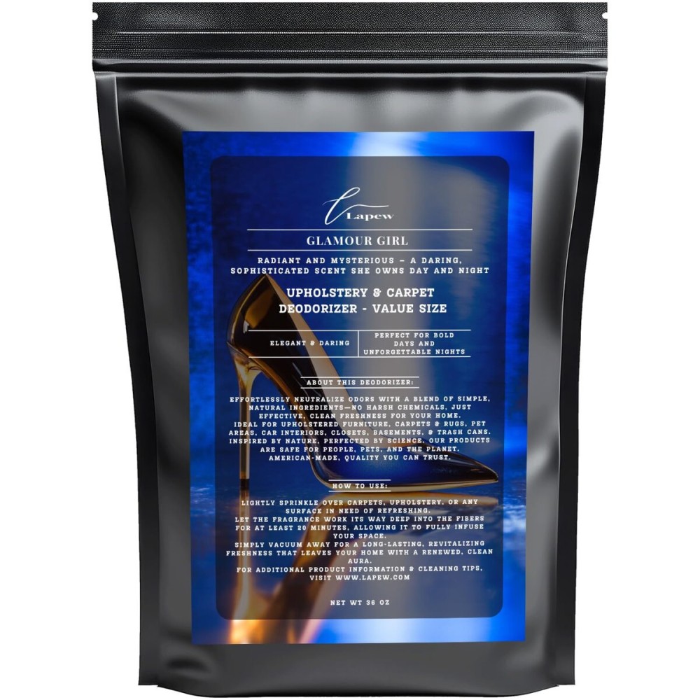 Lapew Glamour Girl Carpet Freshener Powder Value Size 36 oz | Powerful Odor Eliminator for Home | Upholstery Deodorizer | Carpet Deodorizer | Cat Litter Box | Good Girl Fragrance