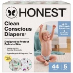 The Honest Company Clean Conscious Diapers for Delicate Skin | Up to 100% Leakproof | Hypoallergenic, Fragrance Free | Winter \'25 Limited Edition Prints | Club Box, Size 5 (27+ lbs), 44 Count