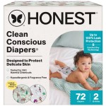 The Honest Company Clean Conscious Diapers for Delicate Skin | Up to 100% Leakproof | Hypoallergenic, Fragrance Free | Winter \'25 Limited Edition Prints | Club Box, Size 2 (12-18 lbs), 72 Count