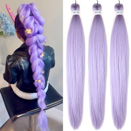 Leticia Lavender Purple Braiding Hair Pre stretched 30Inch Long Purple Braiding Hair for Christmas Gift
