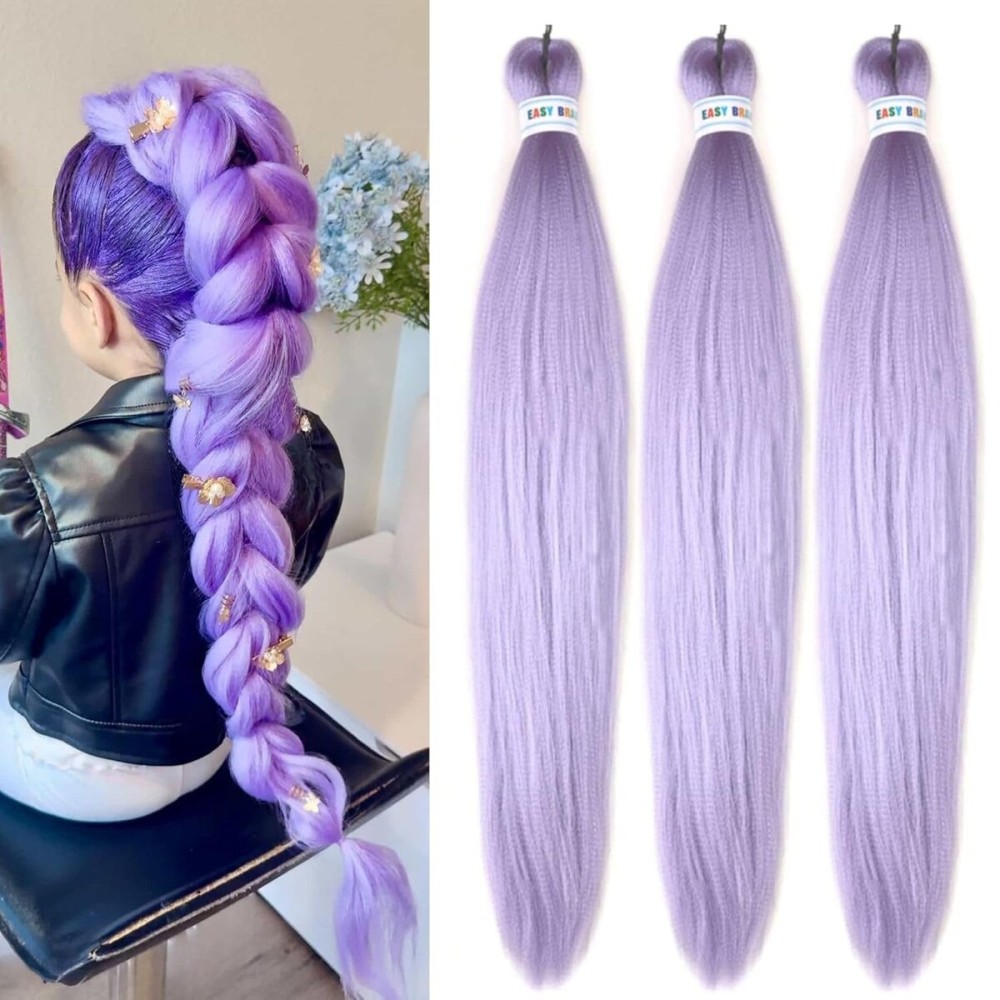 Lavender Purple Braiding Hair Pre Stretched Braiding Hair Extensions for Christmas Gift