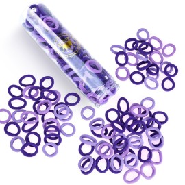 JIRIS 100PCS Hair Ties for Women And Kids, Seamless Thick Hair Bands, Elastic Baby Hair Ties No Damage Ponytail Holder, Cotton Toddler Hair Tie, No Crease Small Hair Tie For Toddler Girls (Purple)