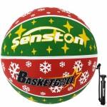 Senston 27.5\'\' Outdoor Basketball Premium Elasticity/Grip Rubber Basketballs with Pump, Durable Size 5 Basketball for Men/Women