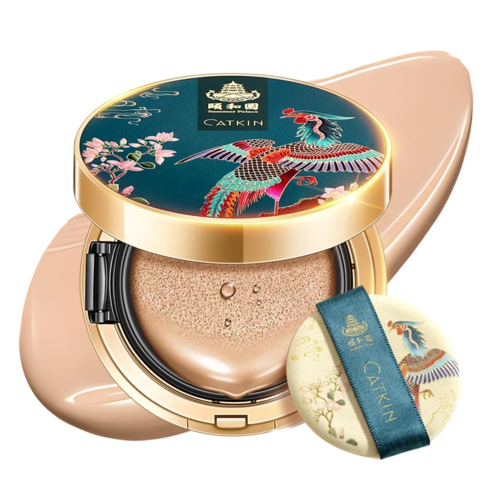 Catkin Phoenix Cushion Foundation Buildable Coverage Anti-Aging Serum Makeup, Sheer Satin Finish, Refill Included, Light Beige 0.46 Oz x 2, N12 NATURAL BEIGE