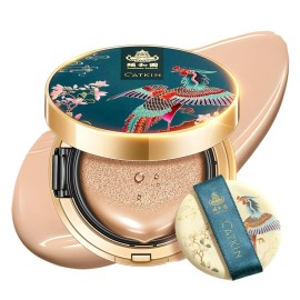 Catkin Phoenix Cushion Foundation Buildable Coverage Anti-Aging Serum Makeup, Sheer Satin Finish, Refill Included, Light Beige 0.46 Oz x 2, N12 NATURAL BEIGE