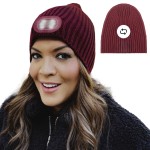 HEAD LIGHTZ Reversible Knit LED Beanie - Rechargeable 2-in-1 Lighted Hat - Machine Washable, Warm & Stylish - Oprahs Favorite Things 2025 - Wine