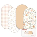 Gllquen Baby Bassinet Sheets 4 Pack, Breathable Cozy Fitted Mattress Sheet, Elastic Travel Crib Fashionable Pattern, Standard Cradle Safe Sheets for Baby Boys Girls 32x16(Pastoral Whispers)