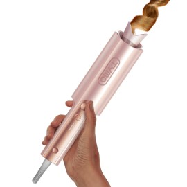 Upgraded Automatic Rotating Curling Iron - TYMO CurlPro Plus Long Barrel Curling Wand for Long Hair, Ceramic Hair Curler for Women, Anti-Scald, 600M Ionic, Dual Voltage, Gold Blush, 1 1/4 Inch