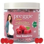 Preggie Pop Drops Plus with Vitamin B6 for Pregnancy Nausea Relief, Morning Sickness Candy with Essential Oils for Pregnant Women - Sour Raspberry, 100 Count