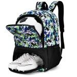 Hsmihair Youth Soccer Bag-Soccer Backpack&Backpack for Football Basketball,with Ball Compartment Separate Cleat Package (GreenCamo)