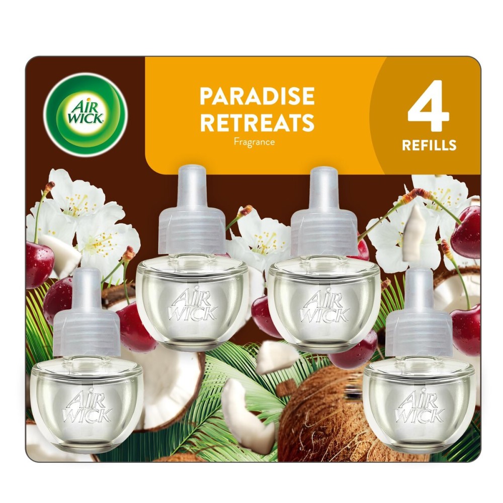 Air Wick Plug In Scented Oil Refill, Infused with Essential Oils, Plug In Air Fresheners for Home, Paradise Retreat, 4 ct