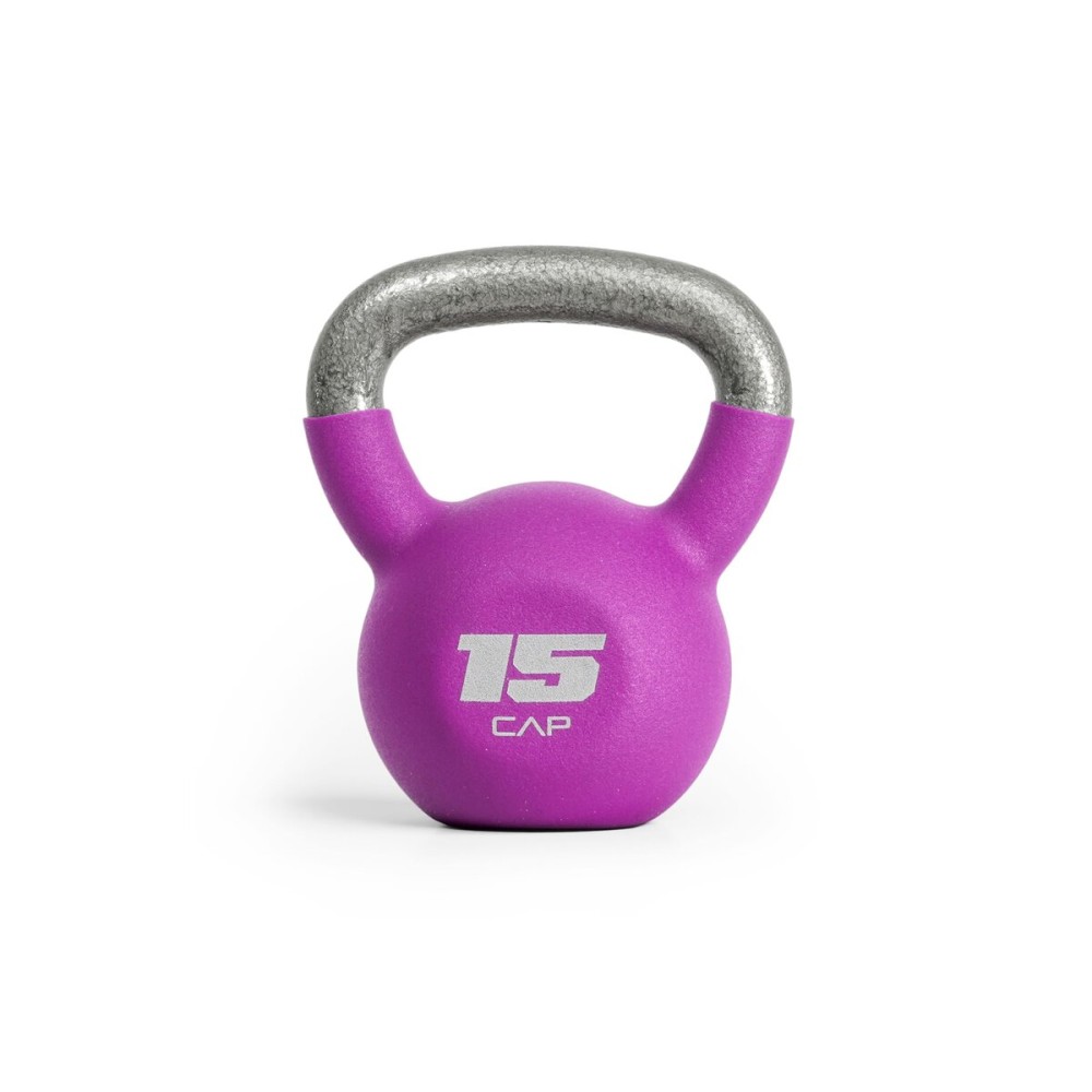 CAP Barbell 15 LB Neoprene Coated Cast Iron Kettlebell - Purple
