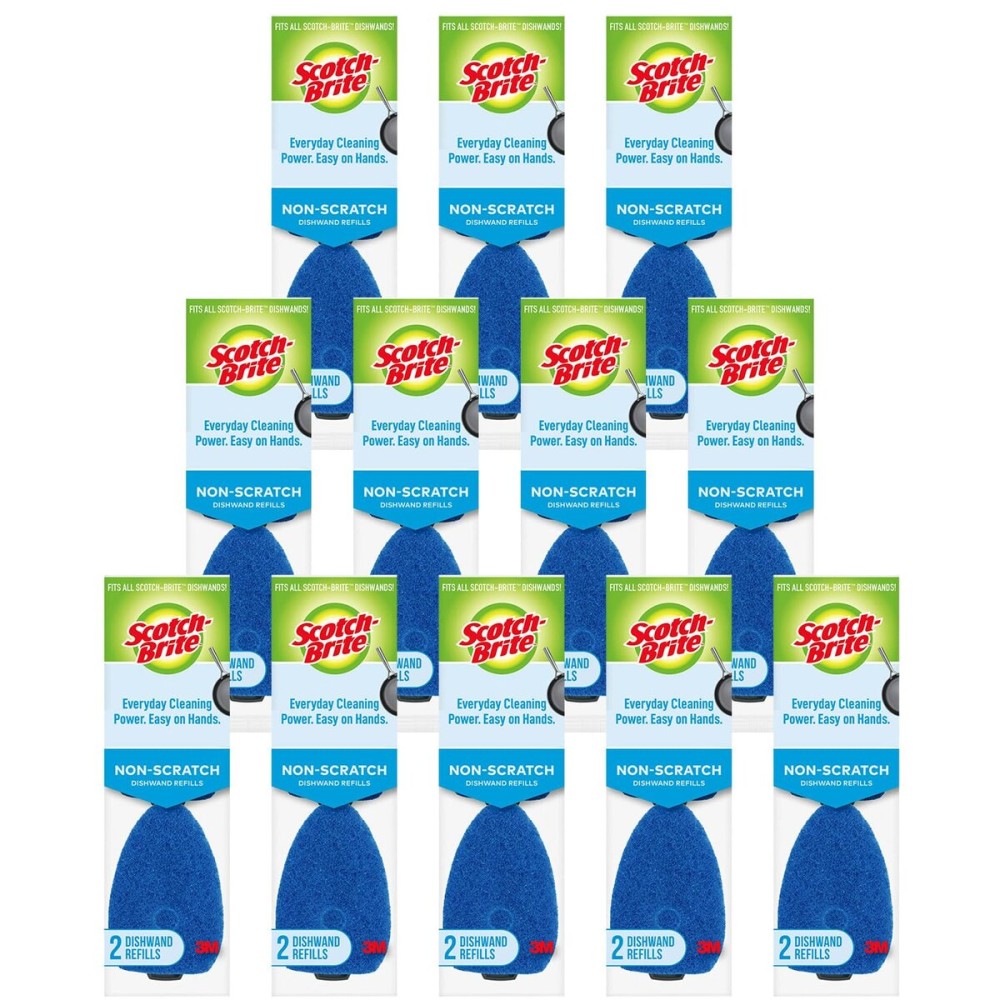 Scotch-Brite Non-Scratch Dishwand Refills for Nonstick, Dish Wand Sponge Heads- Glass, Pots, Pans, Tubs, Showers (24 Refill Pads)