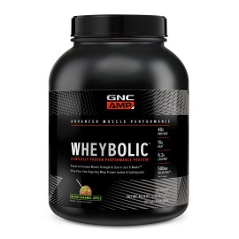 GNC AMP Wheybolic Protein Powder, Targeted Muscle Building and Workout Support Formula, Pure Whey Protein Powder Isolate with BCAA, Gluten Free, Salted Caramel Apple, 25 Servings