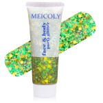 MEICOLY Gold and Green Face Glitter,Green Face Glitter,Gold Hair Accessories,Sparkle Halloween Body Glitter Makeup for Mardi Gras Carnival Festival Party,St Patricks Day Accessories