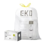 EKO 12.9 Gallon / 45-49 Liter, 110 Count Drawstring Trash Bags, Extra-Strong Unscented Garbage Bags, Easy-Dispense Roll for Kitchen & Household Use, Resists Tears, Leaks and Punctures, Code J, White