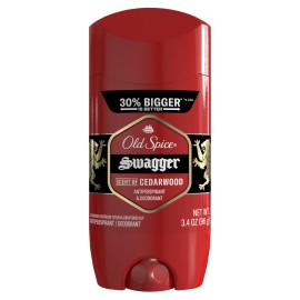 Old Spice Antiperspirant Deodorant for Men, 24/7 Sweat & Odor Protection, 24/7 Lasting Freshness, Invisible Solid, Swagger with Cedarwood Scent, 3.4 oz