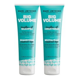 Marc Anthony Big Volume Hair Shampoo & Conditioner Set for Fine, Thin Hair - Lightweight Volumizing Shampoo & Conditioner for Gentle Cleansing - Frizz-Free & Sulfate-Free Hair Care Product