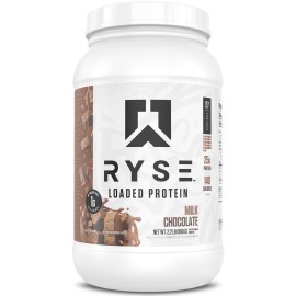 RYSE Loaded Protein Powder - Milk Chocolate - 25g Whey Protein Isolate & Concentrate with Prebiotic Fiber & MCTs - Low Carb, Low Sugar, Digestive-Friendly - 27 Servings / 2 lb Tub