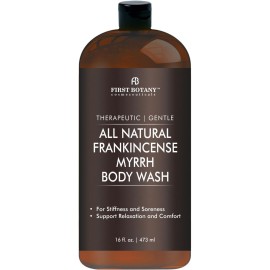 First Botany, ALL Natural Body Wash - Fights Body Odor, Athlete\'s Foot, Jock Itch, Nail Issues, Dandruff, Acne, Eczema, Shower Gel for Women & Men, Skin Cleanser -16 fl oz (Frankincense Myrrh)