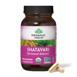 ORGANIC INDIA Shatavari Capsules - Herbal Supplement, Supports Hormonal Balance & Immune System, Vegan, Gluten-Free, USDA Organic, Supports Reproductive Health - 60 Capsules