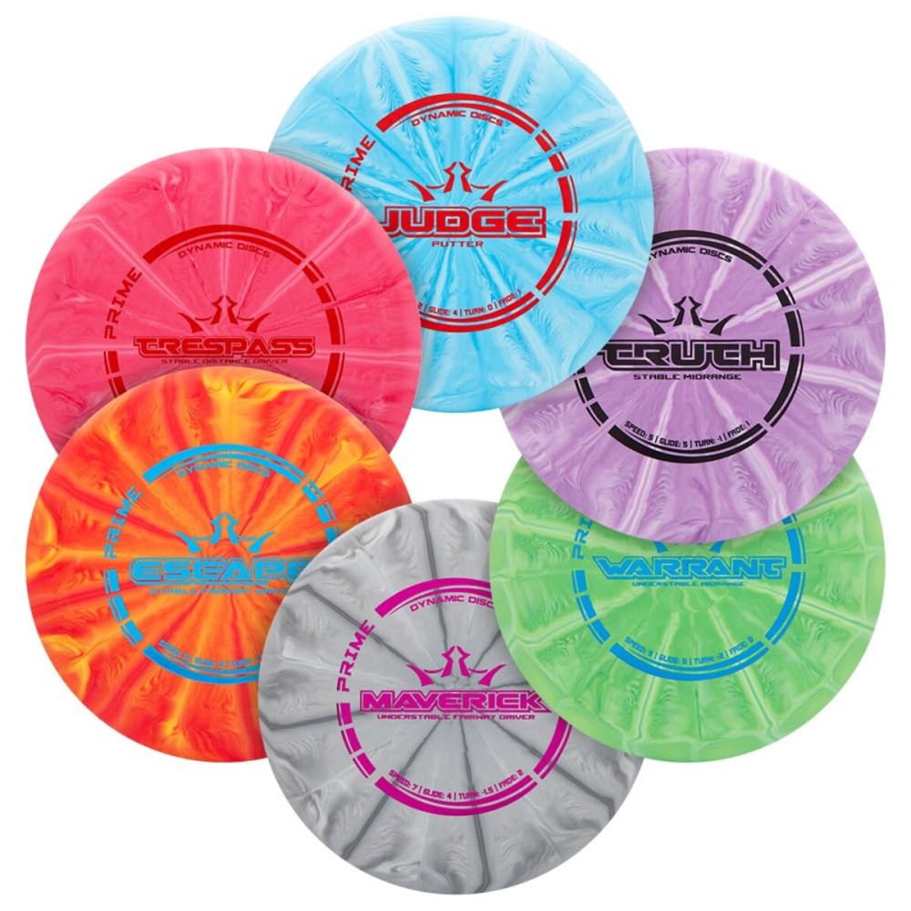 Dynamic Discs Prime Burst 6 Disc Golf Set | Includes Putter, 2X Midrange, 2X Fairway & Driver | Disc Golf Accessories for Beginners | 170-176g | Beginner Pack for Amateurs