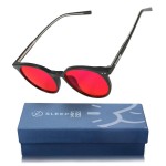 Sleep ZM 100% Blue + Green Light Blocking Glasses for Women + Men - Better Sleep + Anti Eye Strain Protection - Computer Screens & Gaming - Black Oracle - Night-timeMax Red Lens