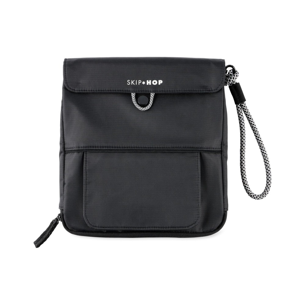 Skip Hop Travel Baby Changing Pad with Easy-Clean Surface, Wipes Pocket, Diaper Storage, Disposable Bag Dispenser and Magnetic Wipes Pocket, Clean Slate, Black