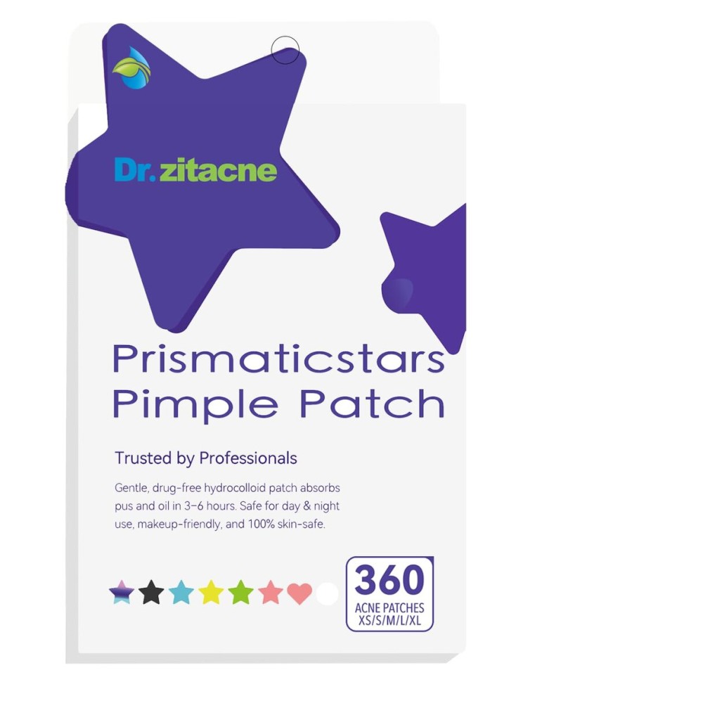 Pimple Patches for Face, Original Prismaticstars Hydrocolloid Acne Patch Professional 360 ct. 5 Colors & 5 Sizes(8/10/12/14/16mm) Suit Various Blemish, Cute Star Spot Stickers Invisible Zit Absorbing