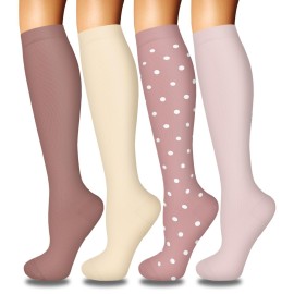 Iseasoo 4 Pairs Compression Socks for Women Circulation-Best Support for Nurses,Running,Athletic,Travel L-XL