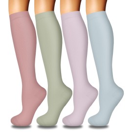 Iseasoo 4 Pairs Compression Socks for Women Circulation-Best Support for Nurses,Running,Athletic,Travel L-XL