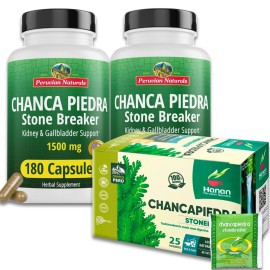 Peruvian Naturals Chanca Piedra Capsules & Herbal Tea Bundle - Stone Breaker Kidney Supplement Pills Chancapiedra/Stonebreaker from Peru not Tablets (385 Count (Pack of 3))
