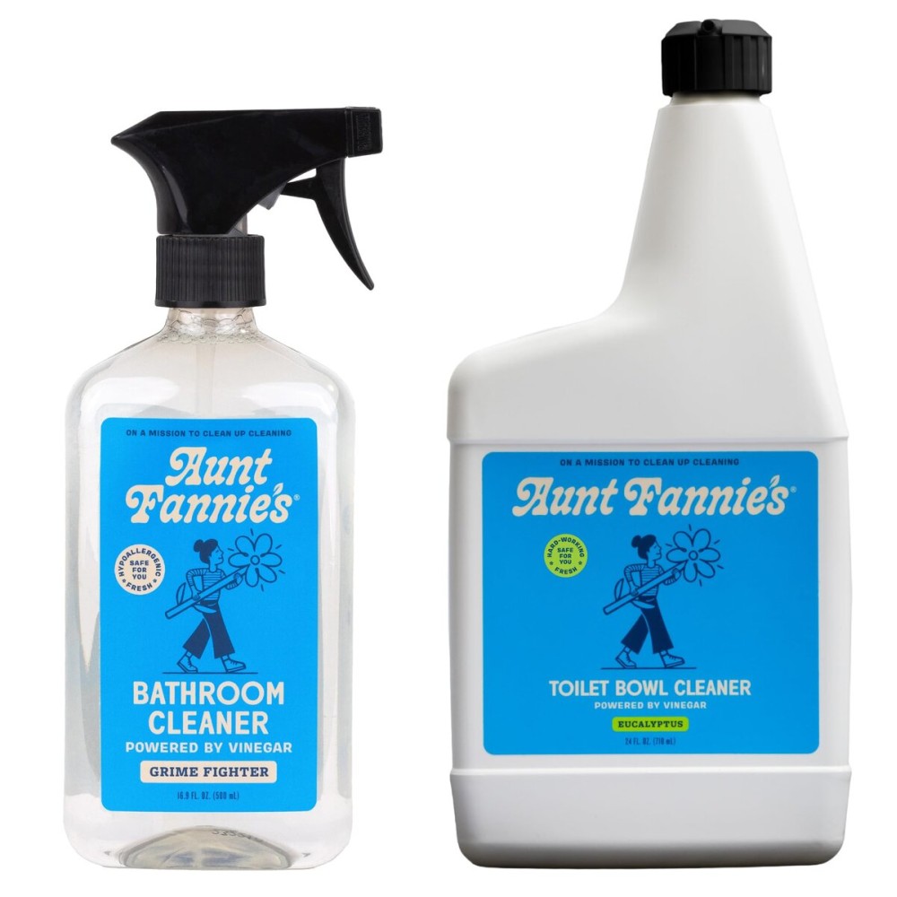 Aunt Fannie\'s Bathroom Cleaning Bundle, Natural Bathroom Cleaner Spray and Toilet Bowl Cleaner, Vinegar and Plant-Based Formula, Streak-Free, Non-Toxic, Safe for Kids and Pets, Pack of 2