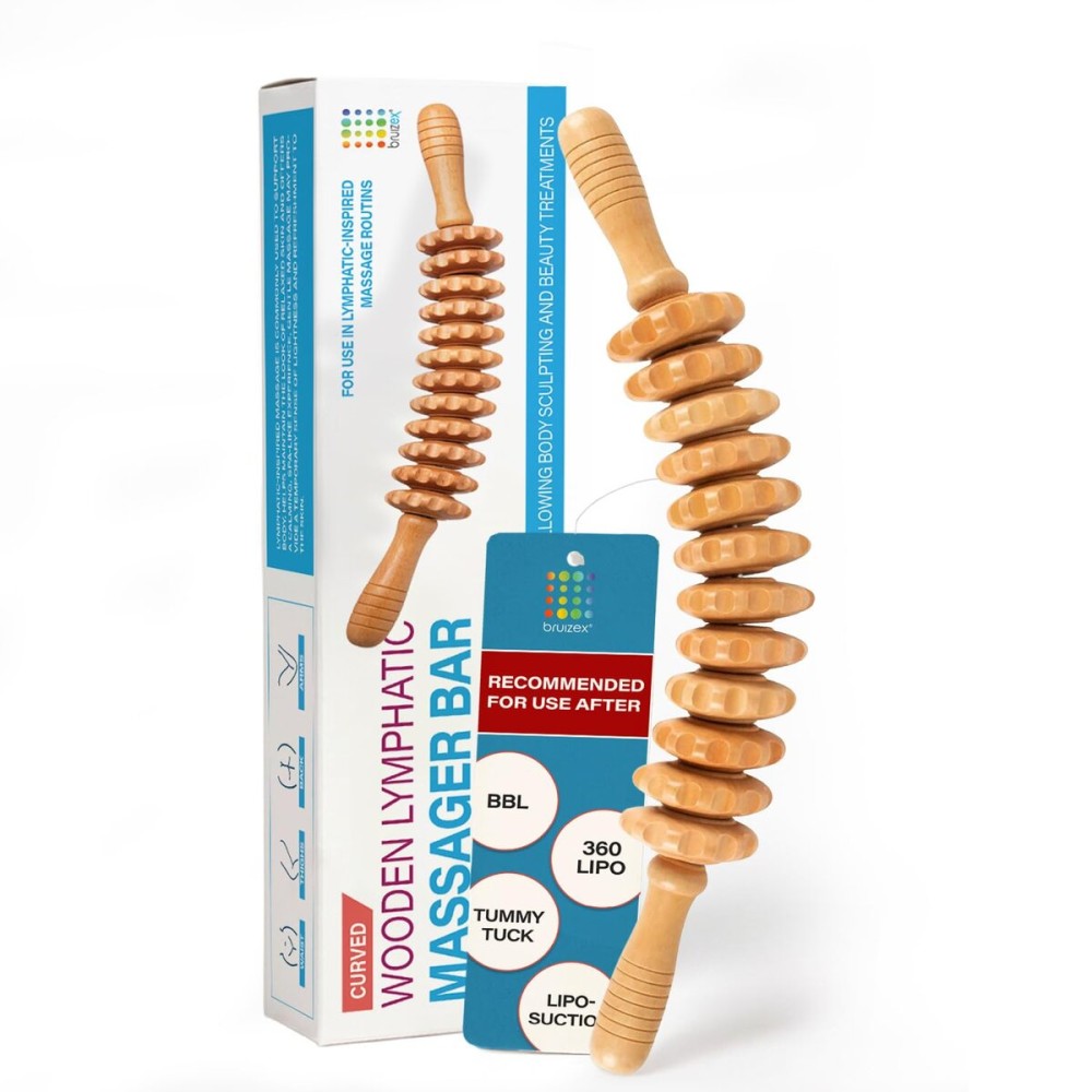 Wood Therapy Massage Tool | Lymphatic Drainage Massage Roller Stick | Leg, Back & Thigh Muscle Roller for Post Liposuction & Fibrosis Treatment | Surgery Recovery 360 Lipo| Tummy Tuck & BBL, Lipo Foam