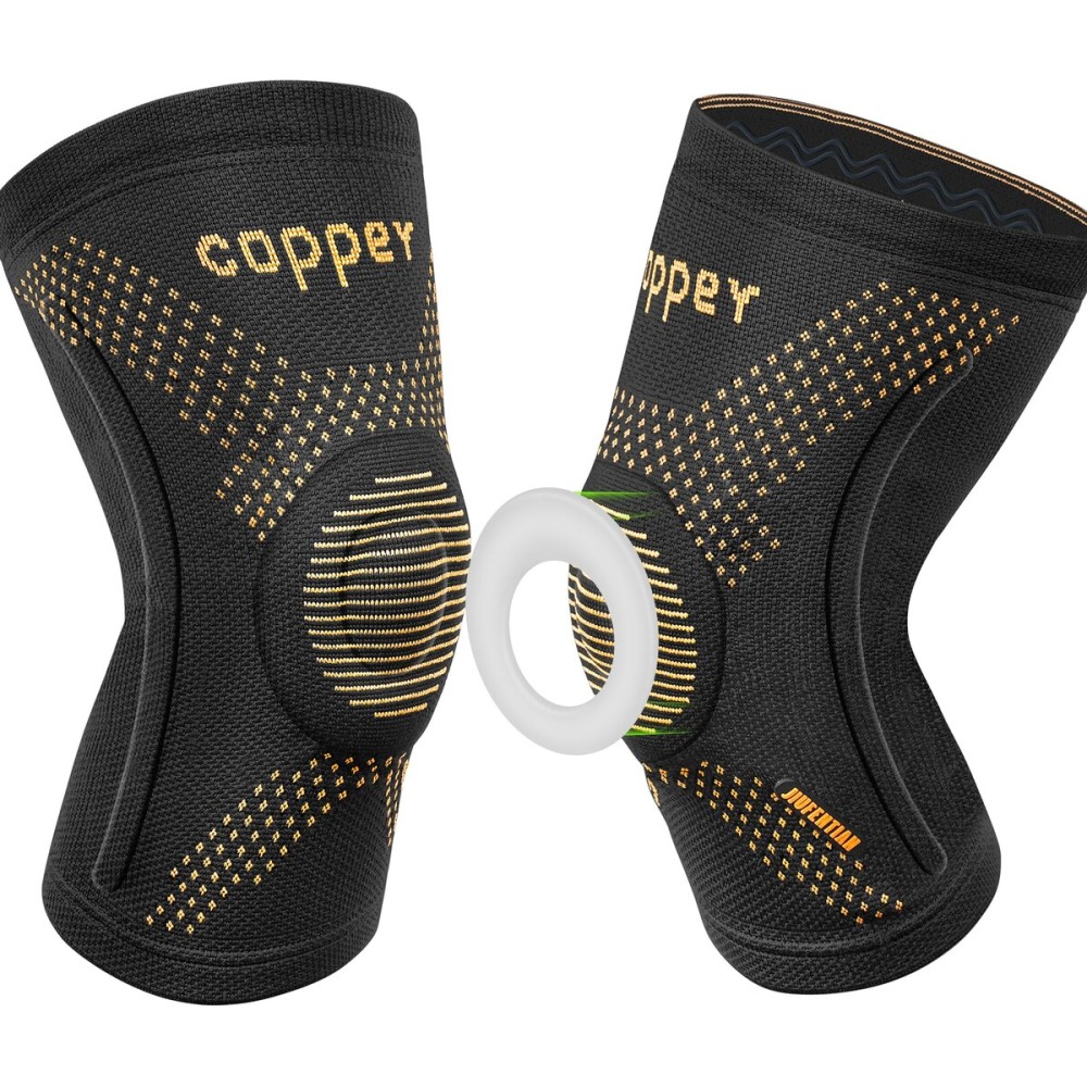 JIUFENTIAN Copper Knee Braces for Arthritis Pain (2 pack)- Professional Knee Suppot with Side Stabilizers - Breathable Compression Sleeves for Pain Relief & Stability (Arthritis, Gym, Work)-Large