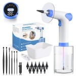 Ear Wax Removal - Ear Cleaner with 4 Pressure Modes, Ear Cleaning Kit with Digital Temperature Display, Safe & Effective Ear Irrigation Flushing System (White)