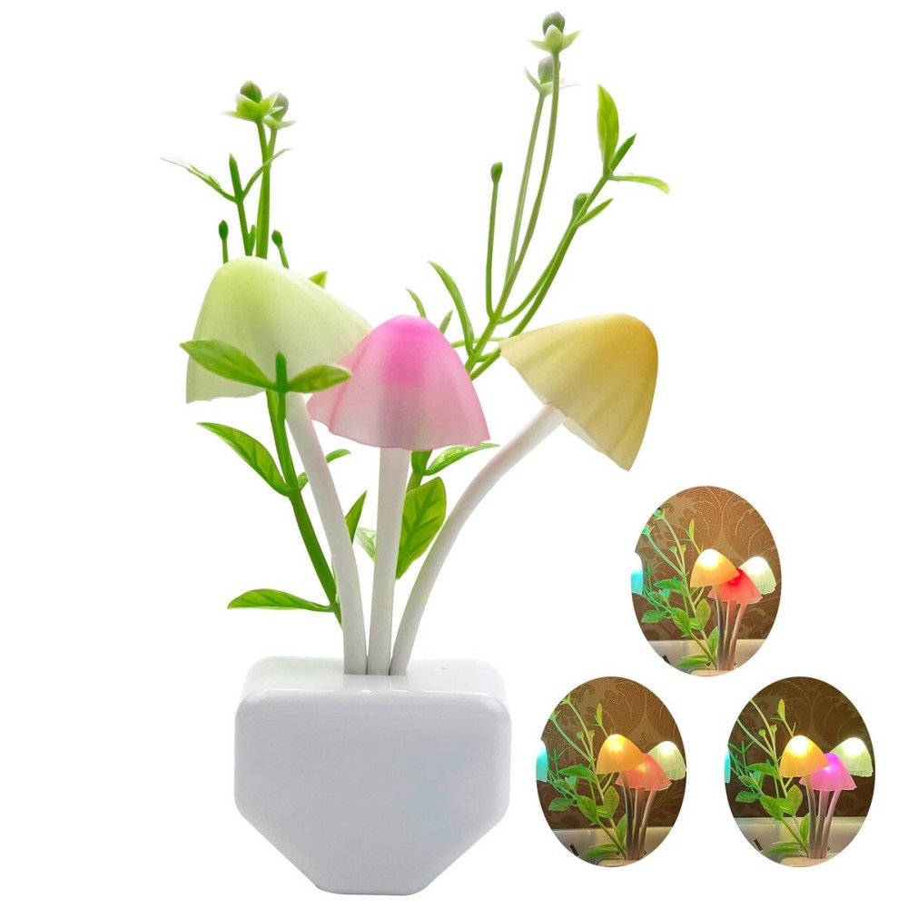 Sensor LED Mushroom Night Lights - Plug into Wall Plant Cute 7 Color Changing Dream Bed Lamp, Energy Saving Nightlight for Kids Adults Bedroom, Bathroom, Toilet, Stairs, Kitchen, Hallway Corridor