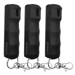 Mace Pepper Spray - 3-Pack Hard Case Model, 0.42 oz, 12 Feet Range, Max Strength 10% OC, Long Lasting UV Dye, Flip Top Safety Cap, Self Defense Pepper Spray Keychain for Women & Men - Black