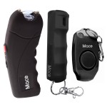 Mace Personal Safety Kit - Mace Pepper Spray (0.42 oz), Rechargeable Ergo Stun Gun with Bright LED Light, 130dB Personal Safety Alarm with Built-in Whistle, Self Defense for Women & Men - Black