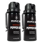 Mace Pepper Gel - 2-Pack Magnum 3, 1.59 oz, 20 Feet Range, No Wind Blowback, Max Strength 10% OC, Long Lasting UV Dye, Flip Top Safety Cap, Self Defense Pepper Spray Gel for Women & Men - Black
