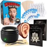 Kenashii Ear & Nose Waxing Kit, Wax Warmer Set, 100g Wax, 24 Professional Applicators, No Microwave Required, Effective Nose and Ear Hair Removal For Men and Women, 12 Balm Wipes, Storage Bag
