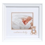 Kate & Milo Welcome Baby Bear Picture Frame - Gender Neutral Nursery Photo Frame with Teddy Design, Baby Keepsake Display for Newborn Boys or Girls