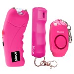 Mace Personal Safety Kit - Mace Pepper Spray (0.42 oz), Rechargeable Ergo Stun Gun with Bright LED Light, 130dB Personal Safety Alarm with Built-in Whistle, Self Defense for Women & Men - Pink
