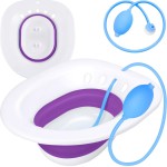 Pochik Sitz Bath for Toilet Seat Hemorrhoids and Postpartum Care, Yoni Steam Seat, Perineal Soaking, Collapsible, Flusher Hose, Drain Holes, Wider Seating Area - Purple